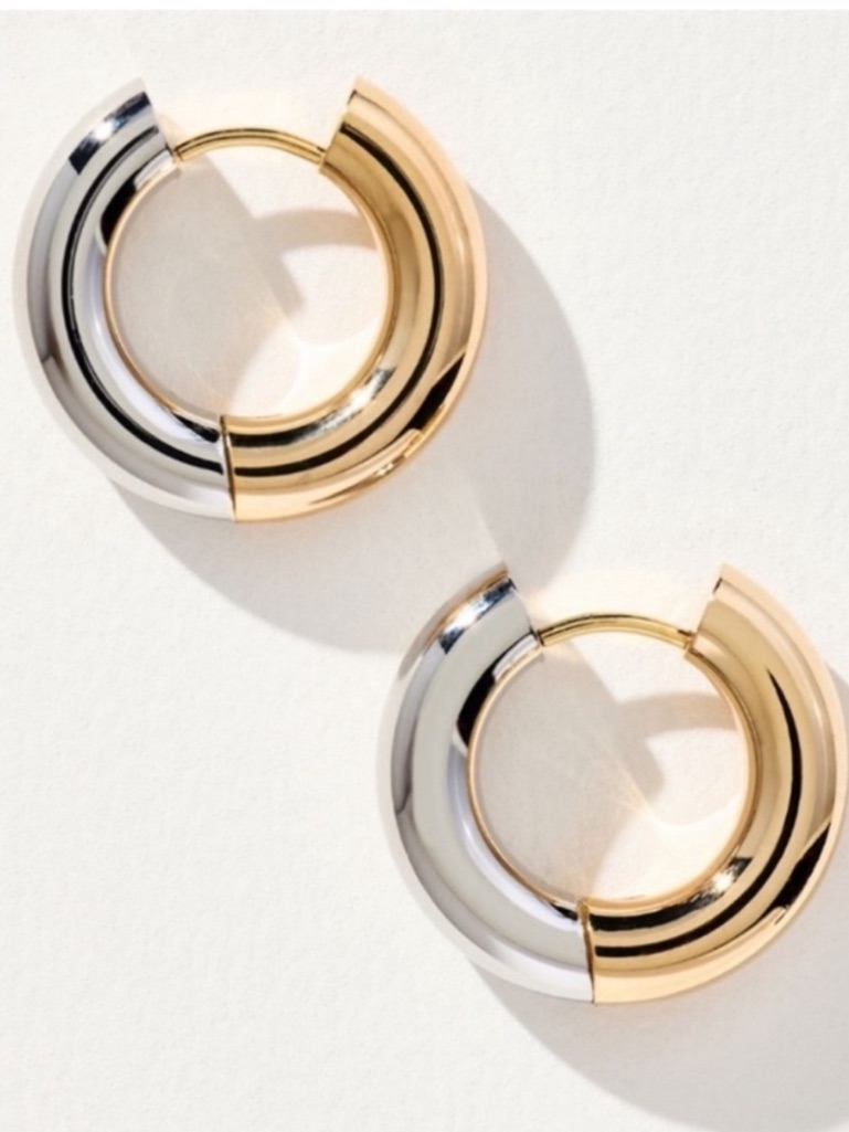 Two-Tone Gold And Silver Hoop Earrings